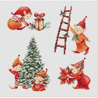 Christmas Elves DSB017 linen Dutch Stitch Brothers