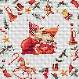 Christmas Elves DSB019 Linen Dutch Stitch Brothers