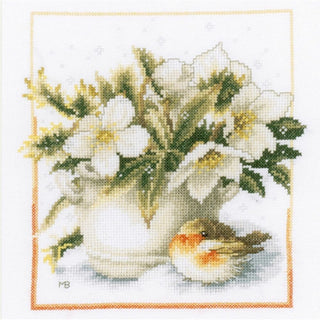 Fleurs de Noël et oiseau 0154472 LANARTE