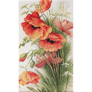 Luca-S B213 Fleurs de coquelicots — Kit point de croix compté