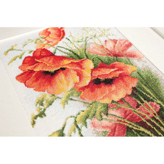Luca-S B213 Fleurs de coquelicots — Kit point de croix compté