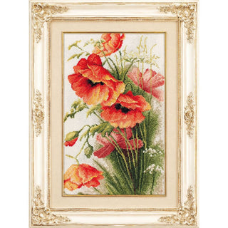 Luca-S B213 Fleurs de coquelicots — Kit point de croix compté