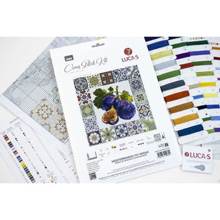 Luca-S B7057 Mosaïque de figuiers méditerranéenne — Kit point de croix compté