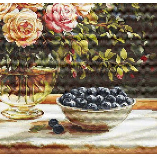 Luca-S B719  Vase avec roses et myrtilles
