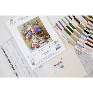 Luca-S B725 Nostalgie florale — Kit point de croix compté