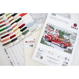 Luca-S BU5101 Camion de Noël rouge — Kit point de croix compté