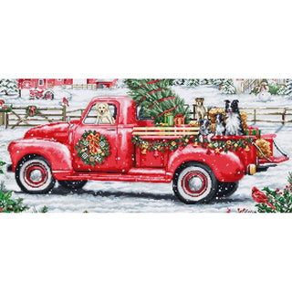Luca-S BU5101 Camion de Noël rouge — Kit point de croix compté