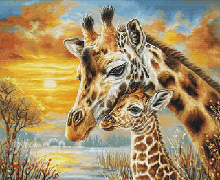 Kit point de croix compté Luca-S BU5109 – Câlin de girafe