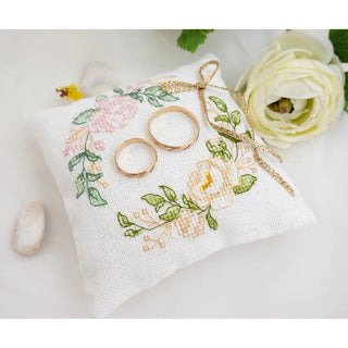 Luca-S W01 Coussin de mariage Rose — Kit point de croix compté