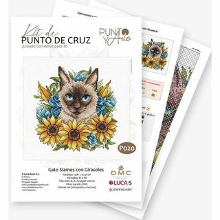 Chat Siamois avec tournesols P020 Ava