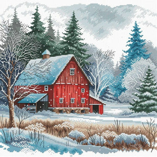 La cabane rouge sous la neige P044 Ava