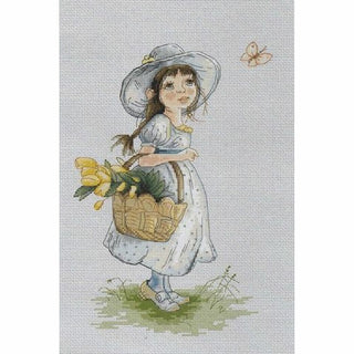Fillette et son panier de fleurs B1108 LUCA-S