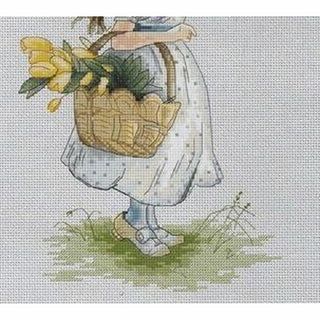 Fillette et son panier de fleurs B1108 LUCA-S