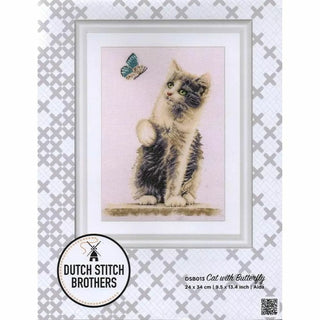Chat avec papillon DSB013 lin Dutch Stitch Brothers