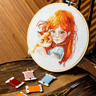 Fille et chat HJ002 Hobby Jobby