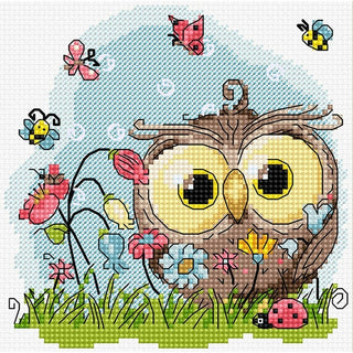 Hibou heureux - B1401 - Luca-S - kit point de croix compté
