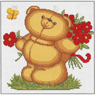 Petit ourson cueille des fleurs B171 LUCA-S