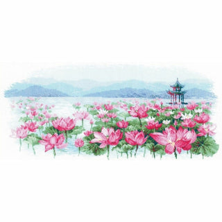 Champ de lotus et pagode 1869 Riolis