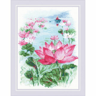Champ de lotus et pêcheur 1870 Riolis