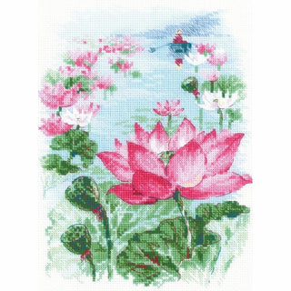 Champ de lotus et pêcheur 1870 Riolis