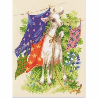 Chèvre coquine kit point croix Riolis 1891