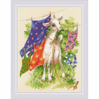 Chèvre coquine kit point croix Riolis 1891
